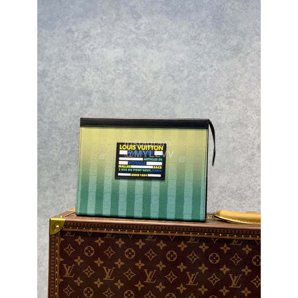 Lv Damier Stripes Canvas Pochette Voyage Handbag