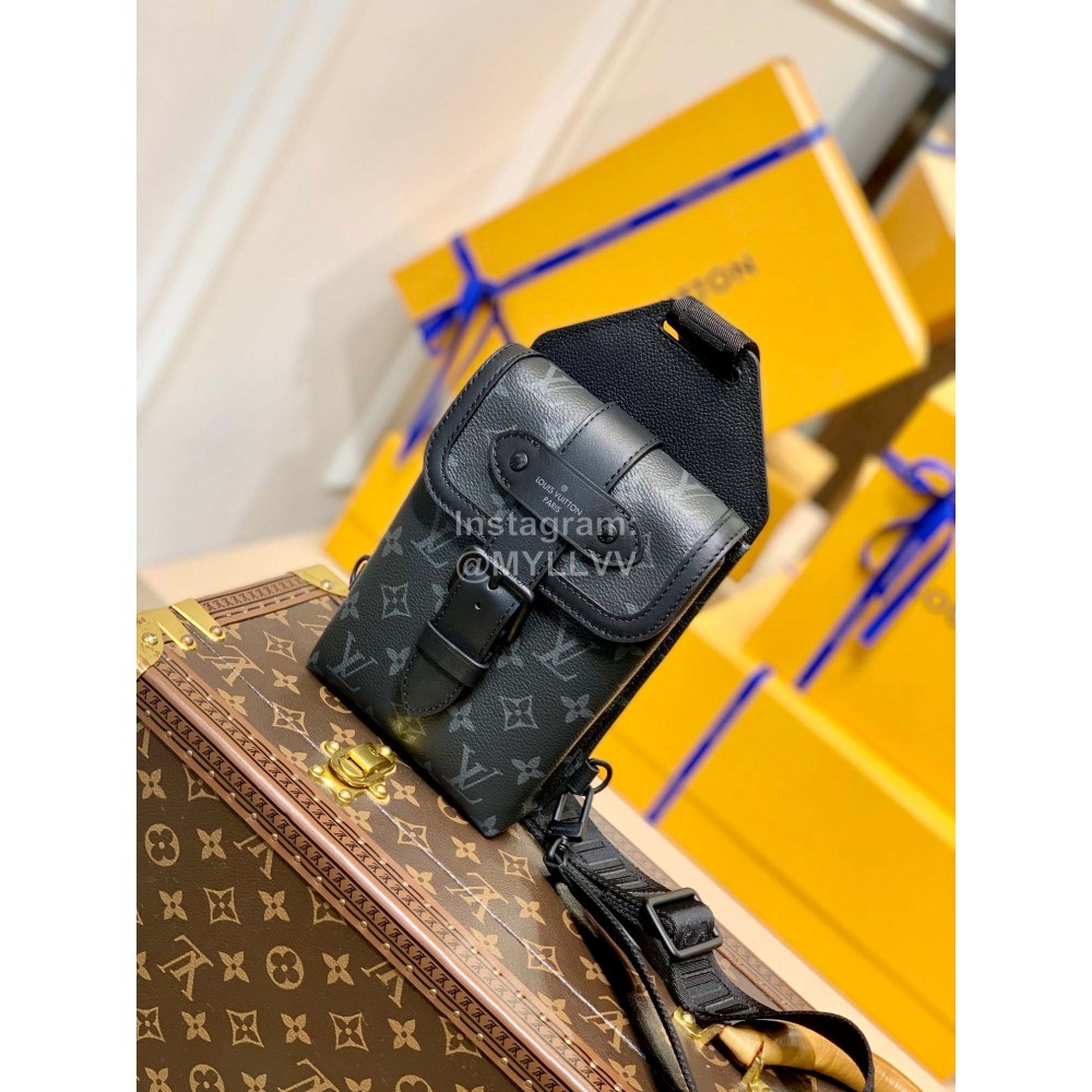 Lv Monogram Eclipse Canvas Saumur Crossbody Bag Black