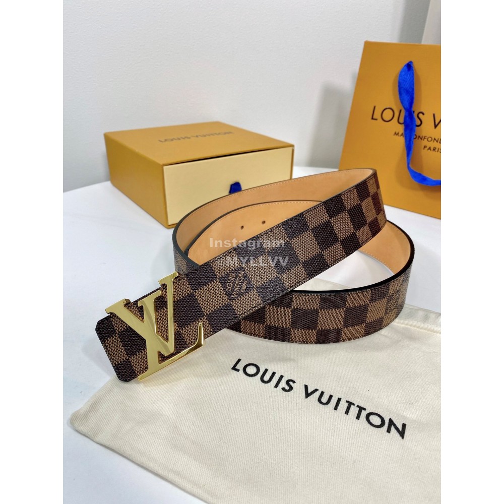 Lv Damier Canvas Leather Gold Buckle 40mm Belts