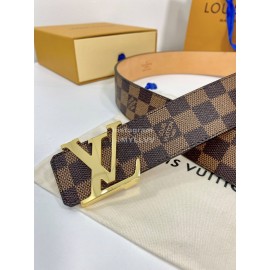 Lv Damier Canvas Leather Gold Buckle 40mm Belts