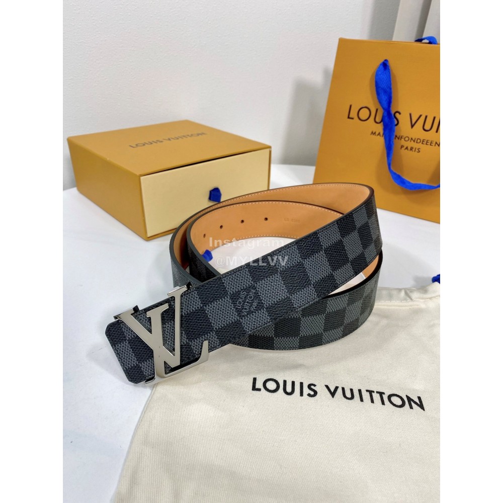 Lv Damier Canvas Leather Silver Buckle 40mm Belts