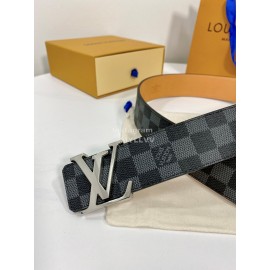 Lv Damier Canvas Leather Silver Buckle 40mm Belts