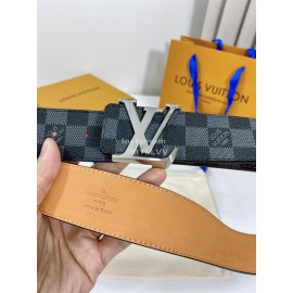 Lv Damier Canvas Leather Silver Buckle 40mm Belts