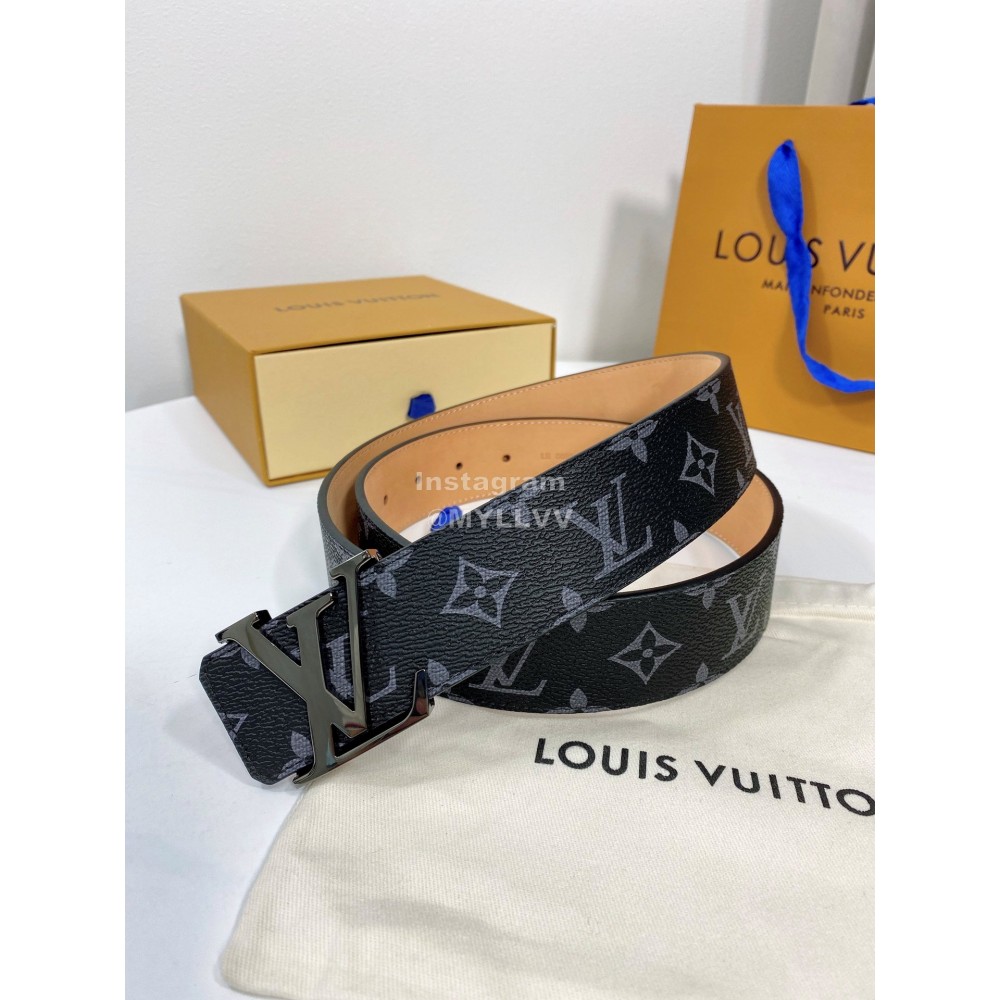 Lv Monogram Canvas Leather Black Buckle 40mm Belts