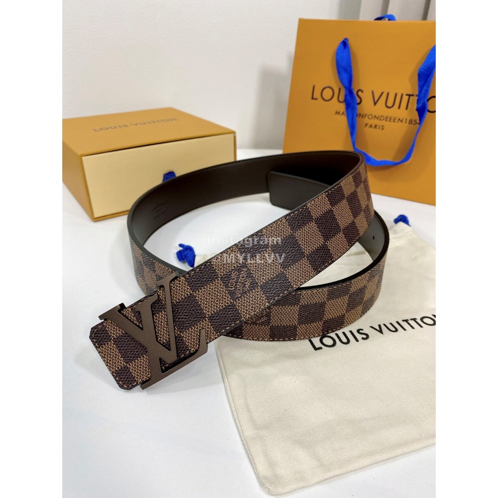 Lv Damier Canvas Leather Coffee Buckle 40mm Belts