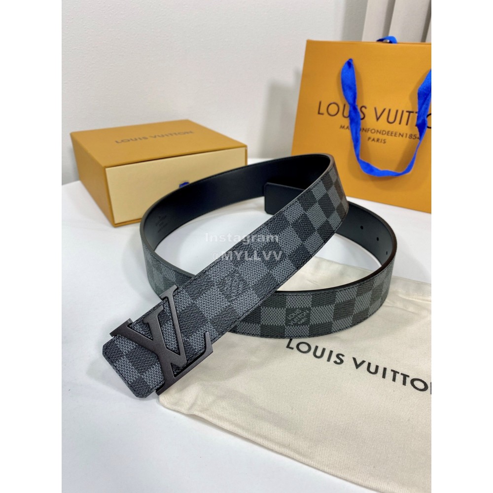 Lv Damier Canvas Leather Black Buckle 40mm Belts