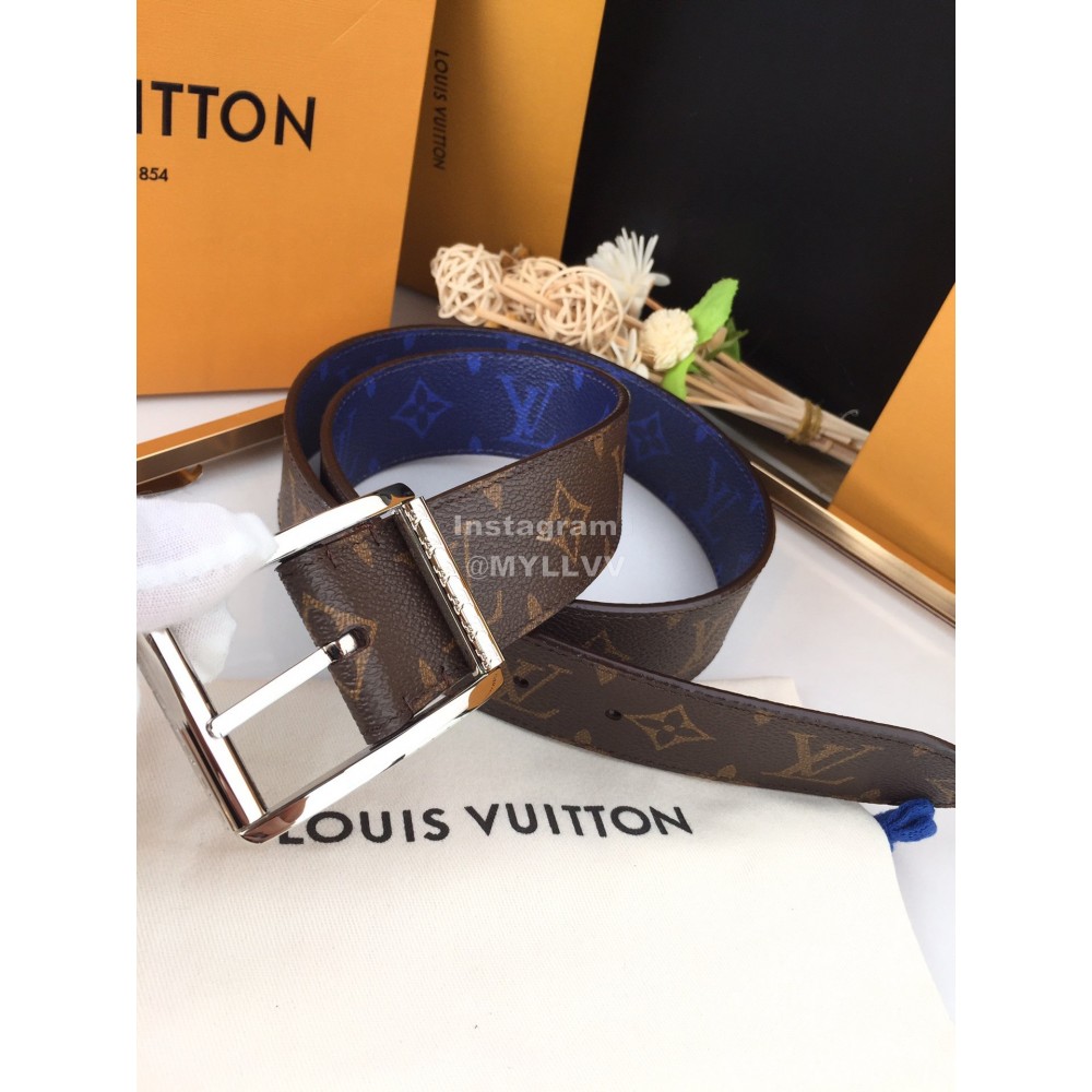 Lv Monogram Canvas Leather Silver Reverso Pin Buckle 40mm Belts