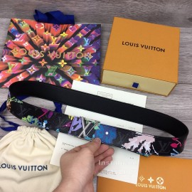 Lv Fashion Printed Leather Silver Buckle 40mm Belts