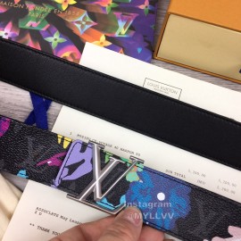 Lv Fashion Printed Leather Silver Buckle 40mm Belts