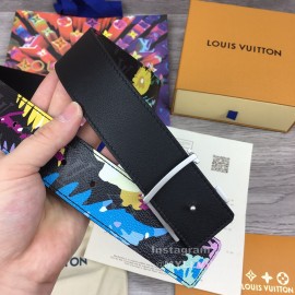 Lv Fashion Printed Leather Silver Buckle 40mm Belts