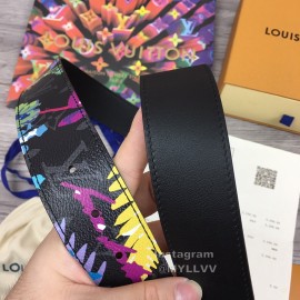 Lv Fashion Printed Leather Silver Buckle 40mm Belts
