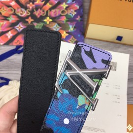 Lv Fashion Printed Leather Silver Buckle 40mm Belts