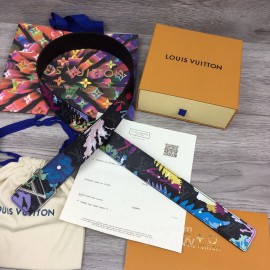 Lv Fashion Printed Leather Silver Buckle 40mm Belts