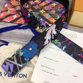 Lv Fashion Printed Leather Silver Buckle 40mm Belts