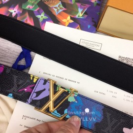 Lv Fashion Printed Leather Gold Buckle 40mm Belts