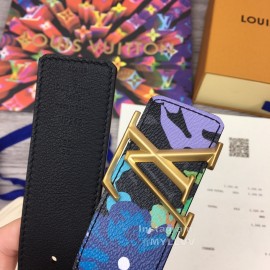 Lv Fashion Printed Leather Gold Buckle 40mm Belts