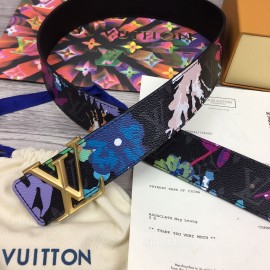 Lv Fashion Printed Leather Gold Buckle 40mm Belts