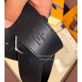Lv Black Embossed Cowhide Letter Buckle 40mm Belts