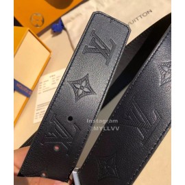 Lv Black Embossed Cowhide Letter Buckle 40mm Belts