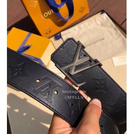 Lv Black Embossed Cowhide Letter Buckle 40mm Belts