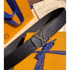 Lv Black Embossed Cowhide Letter Buckle 40mm Belts