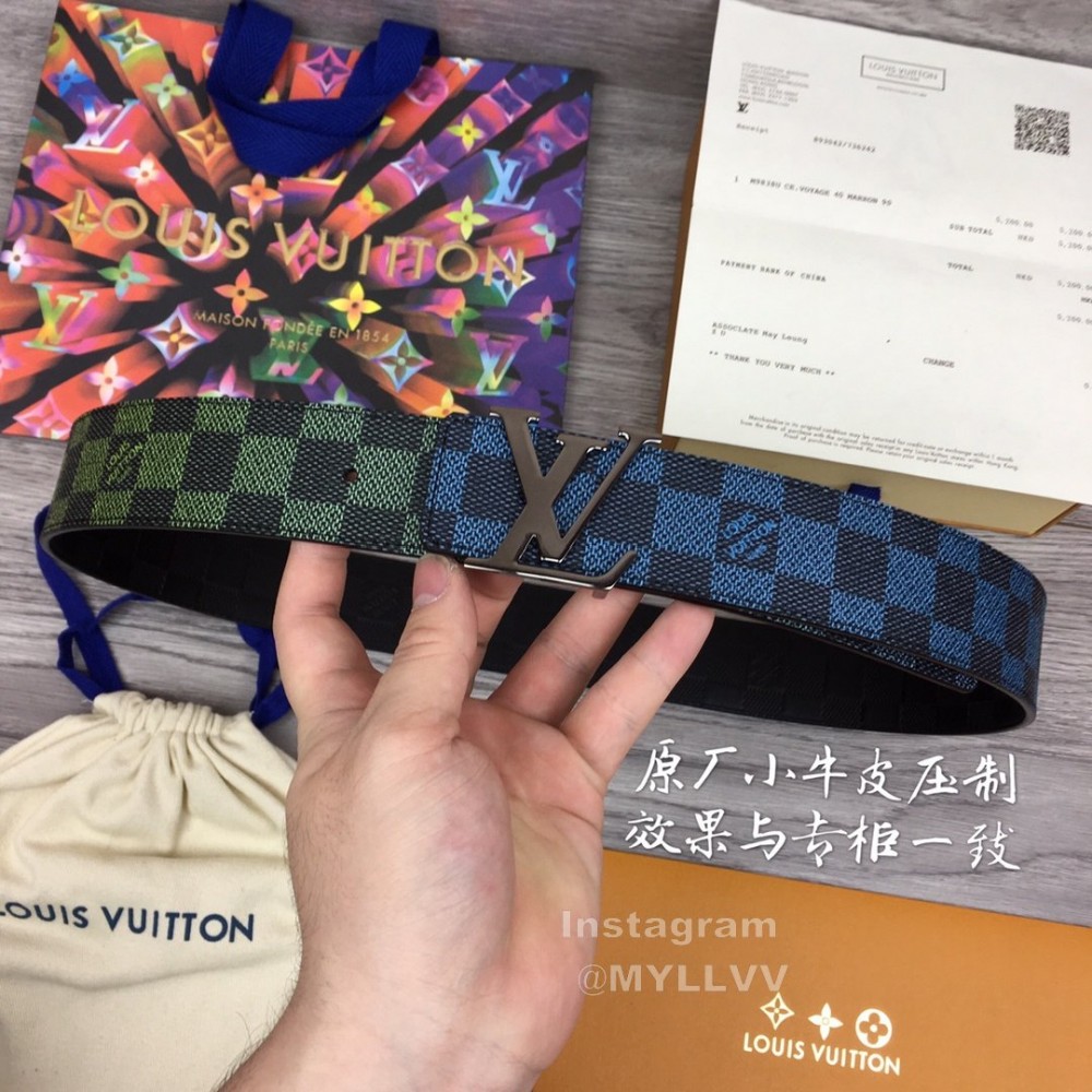 Lv Fashion Damier Canvas Leather Black Buckle 40mm Belts