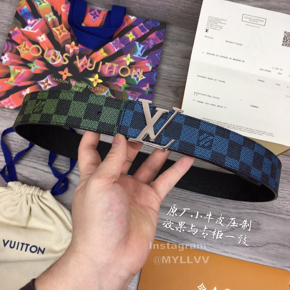 Lv Fashion Damier Canvas Leather Silver Buckle 40mm Belts