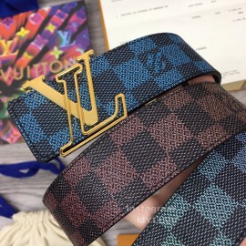 Lv New Damier Canvas Leather Gold Buckle 40mm Belts