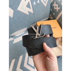 Lv New Black Monogram Canvas Leather Silver Buckle 40mm Belts