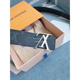 Lv New Black Monogram Canvas Leather Silver Buckle 40mm Belts