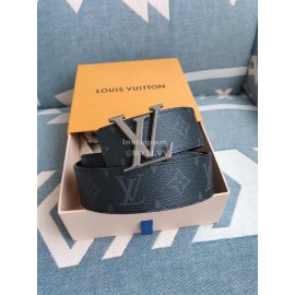 Lv New Black Monogram Canvas Leather Silver Buckle 40mm Belts