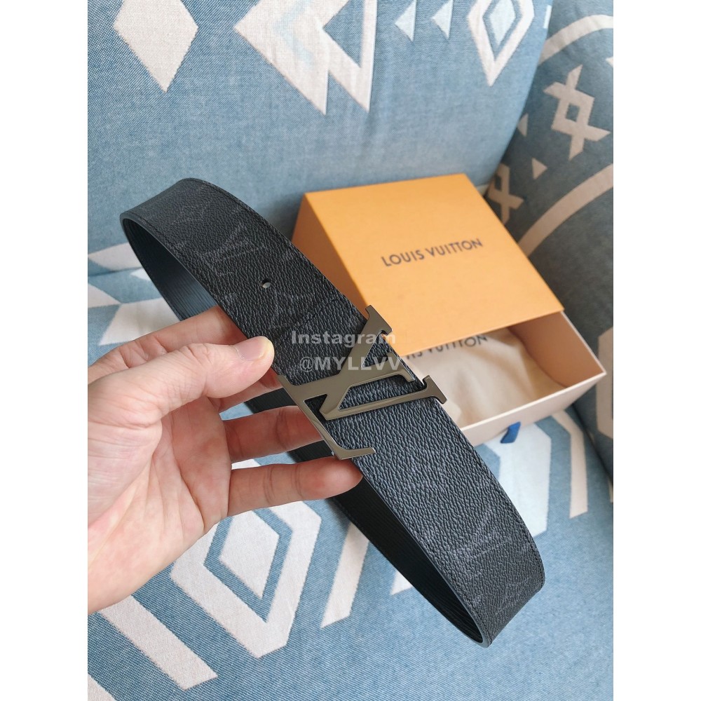 Lv New Black Monogram Canvas Leather Gun Color Buckle 40mm Belts