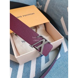 Lv New Cowhide Letter Buckle 40mm Belts Wine Red