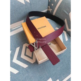 Lv New Cowhide Letter Buckle 40mm Belts Wine Red