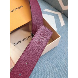 Lv New Cowhide Letter Buckle 40mm Belts Wine Red