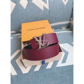 Lv New Cowhide Letter Buckle 40mm Belts Wine Red