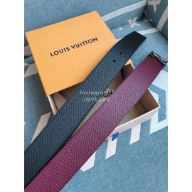 Lv New Cowhide Letter Buckle 40mm Belts Wine Red