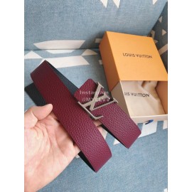 Lv New Cowhide Letter Buckle 40mm Belts Wine Red