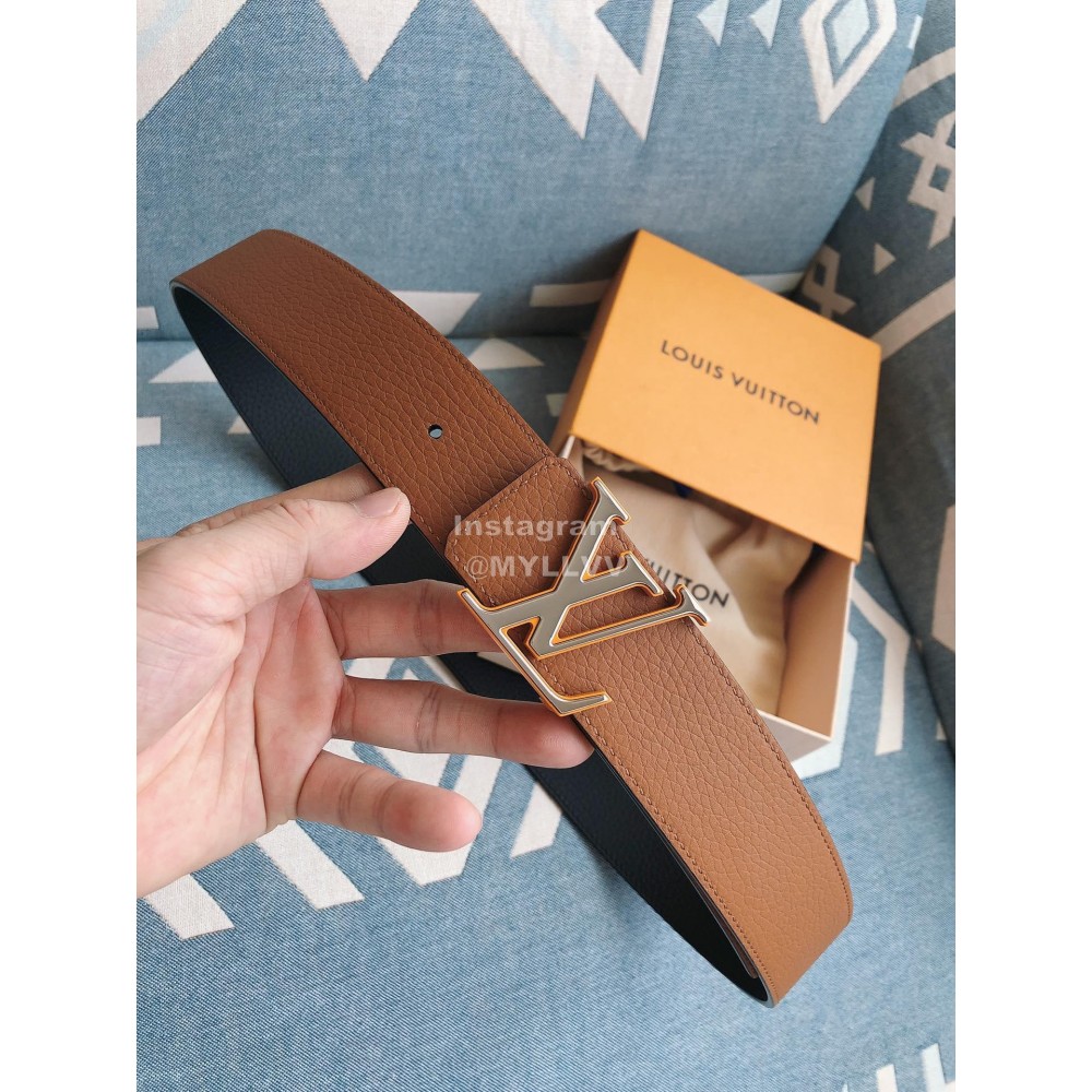 Lv New Brown Cowhide Letter Buckle 40mm Belts