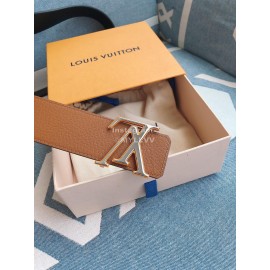 Lv New Brown Cowhide Letter Buckle 40mm Belts