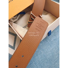 Lv New Brown Cowhide Letter Buckle 40mm Belts