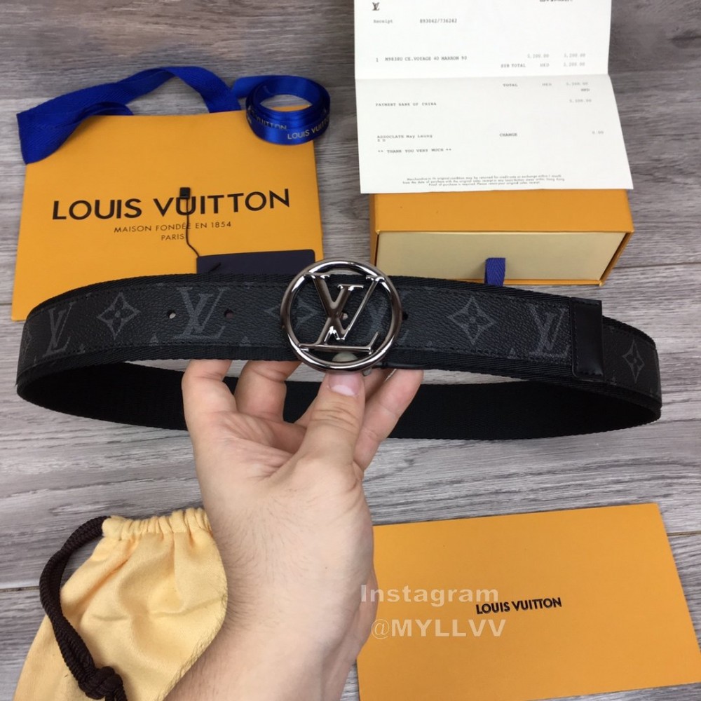 Lv New Monogram Canvas Cowhide Letter Buckle 40mm Belts For Men