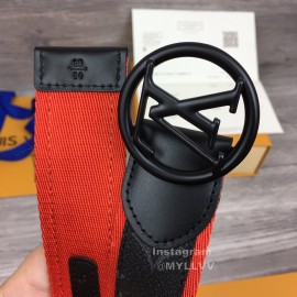 Lv New Monogram Canvas Cowhide Letter Buckle 40mm Belts For Men Orange