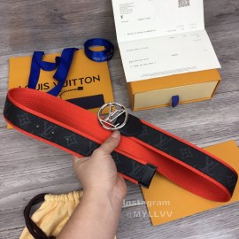Lv New Monogram Canvas Cowhide Letter Buckle 40mm Belts For Men Orange
