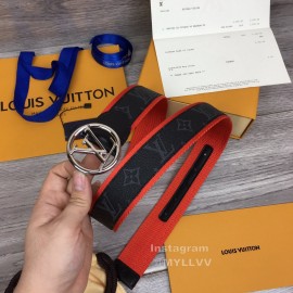 Lv New Monogram Canvas Cowhide Letter Buckle 40mm Belts For Men Orange