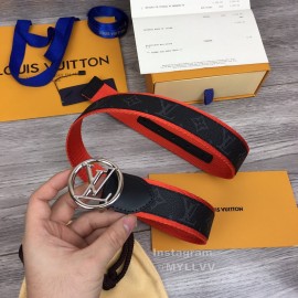 Lv New Monogram Canvas Cowhide Letter Buckle 40mm Belts For Men Orange