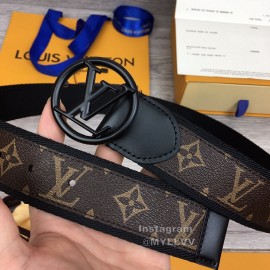 Lv New Monogram Canvas Cowhide Letter Buckle 40mm Belts For Men Black