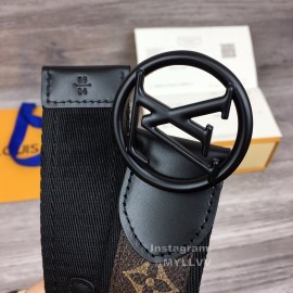 Lv New Monogram Canvas Cowhide Letter Buckle 40mm Belts For Men Black