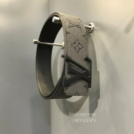 Lv Monogram Canvas Cowhide Black Letter Buckle 40mm Double Sided Belts