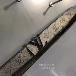 Lv Monogram Canvas Cowhide Black Letter Buckle 40mm Double Sided Belts